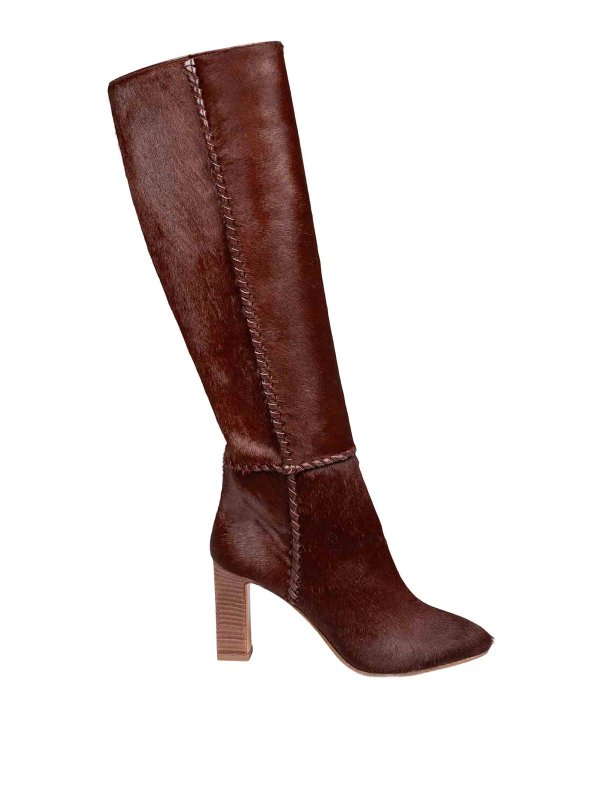 Aquazzura: boots - Indy 85 Brown Ponyskin Boot