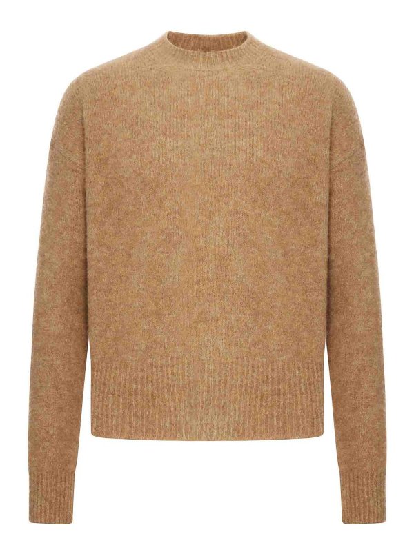 AMI PARIS: Strickpullover mit Rundhalsausschnitt - Rundhalspullover - Braun