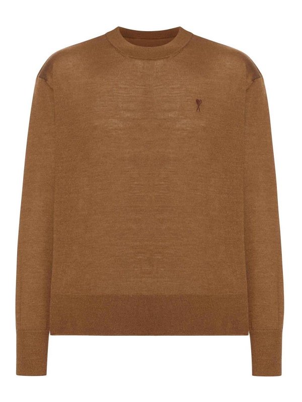 AMI PARIS: crew necks - Sweater In Extrafine Wool And Silk