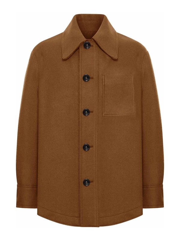 AMI PARIS: casual jackets - Wool Gabardine Overshirt