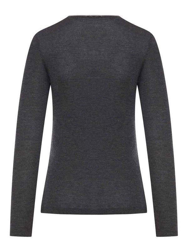 BRUNELLO CUCINELLI: Suéteres con cuello pico online - Suéter Cuello Redondo - Gris