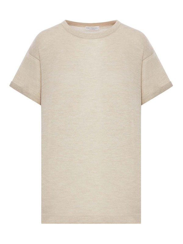 BRUNELLO CUCINELLI: Strickpullover mit Rundhalsausschnitt - Rundhalspullover - Nude