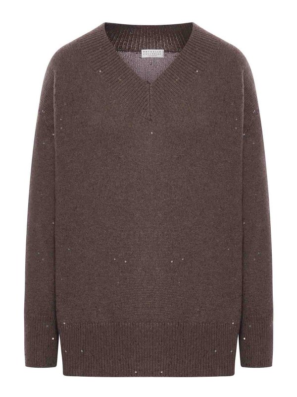 BRUNELLO CUCINELLI: v necks - Cashmere and silk pullover