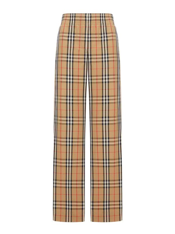 BURBERRY: casual trousers - Check Cotton Trousers