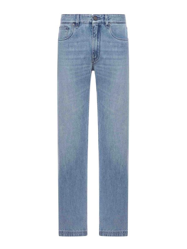 FENDI: straight leg jeans - Light Blue Denim Pants