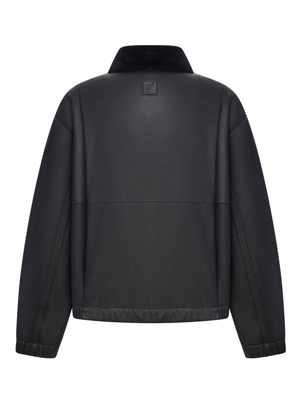 FENDI: leather jacket online - Black Sheepskin Blouson