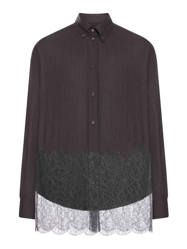 FENDI: shirts - Pinstriped Wool Shirt