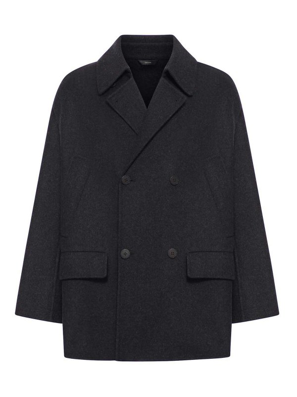 FENDI: short coats - Double-Breasted Wool Caban Coat