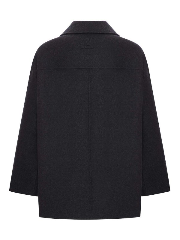 FENDI: short coats online - Double-Breasted Wool Caban Coat