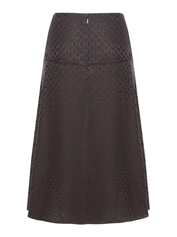 FENDI: Knee length skirts & Midi online - Brown Ff Jacquard Silk Skirt