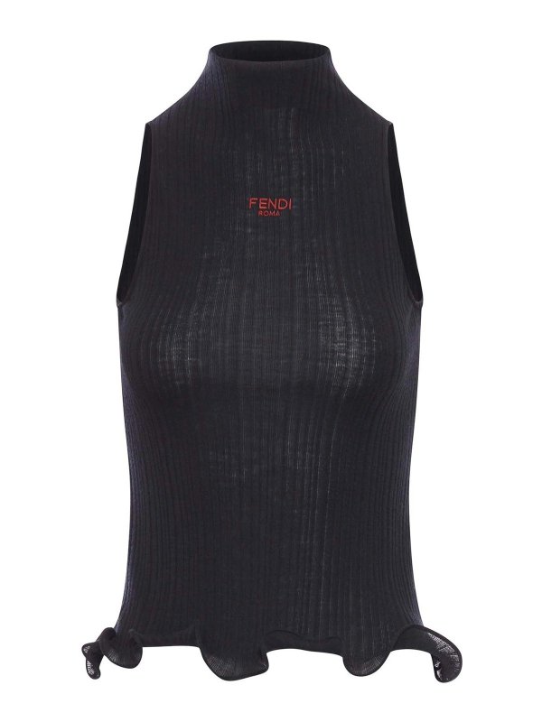 FENDI: Tops & Tank tops - Cotton Top Finished With Ruffles