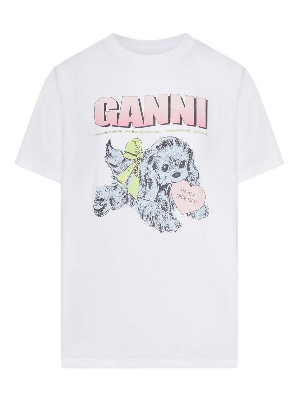 GANNI: Tシャツ - Tシャツ - 白
