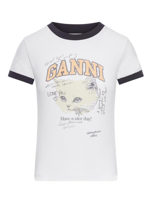 GANNI: T-shirts - T-Shirt - Weiß