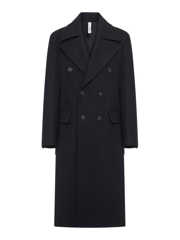 HEVO: long coats - Double-Breasted Herringbone Coat