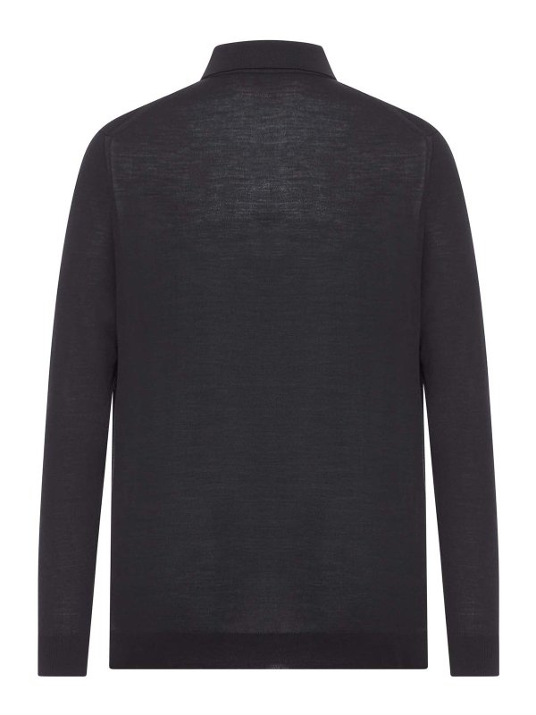 KITON: polo shirts online - Long-Sleeved Wool Polo Shirt