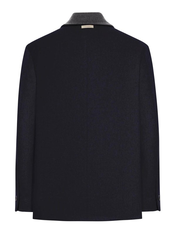 LARDINI: short coats online - Wool Jacket With Contrasting Collar