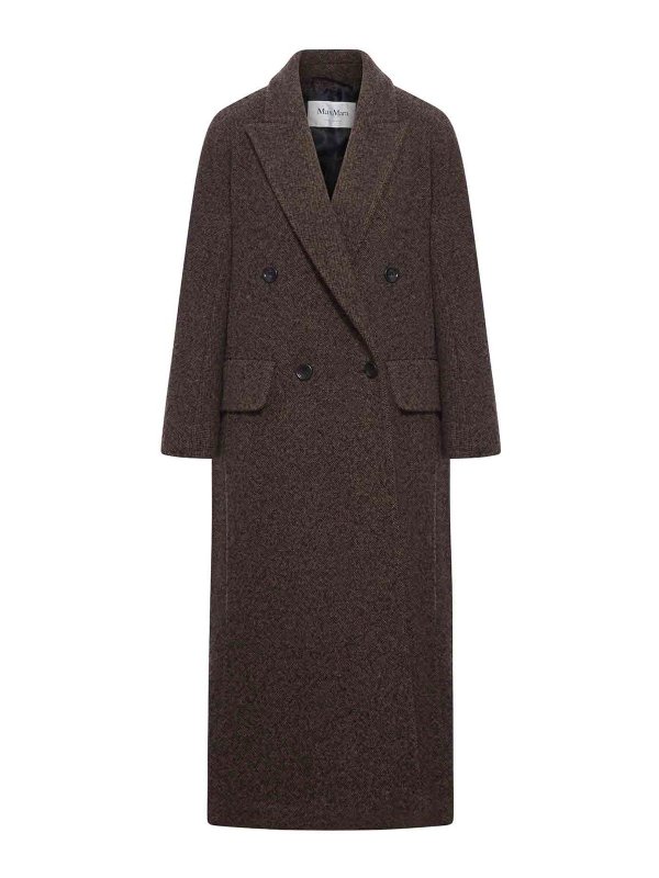 Max Mara: long coats - Long Double-Breasted Wool Coat