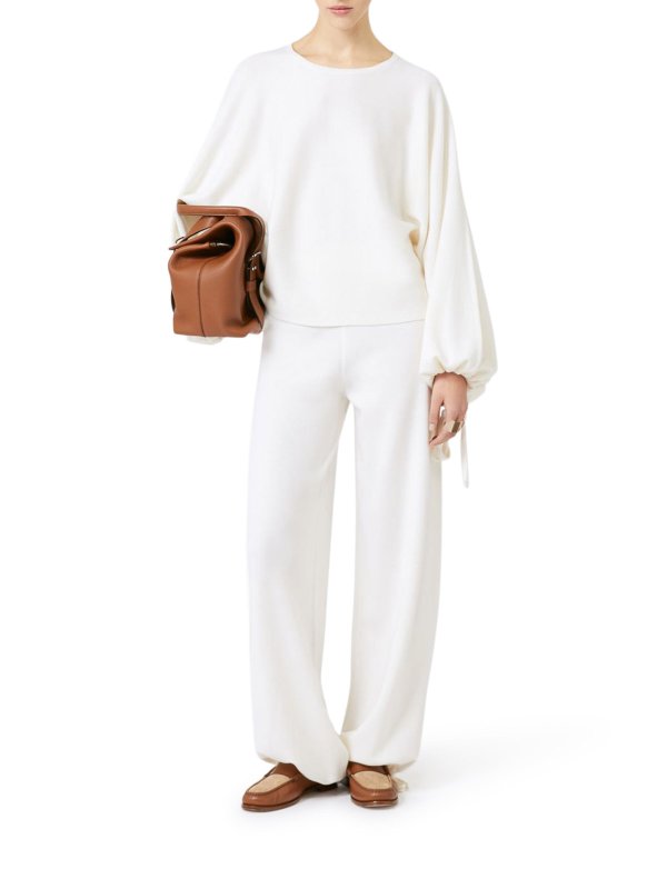 Max Mara: Strickpullover mit Rundhalsausschnitt online - Rundhalspullover - Weiß