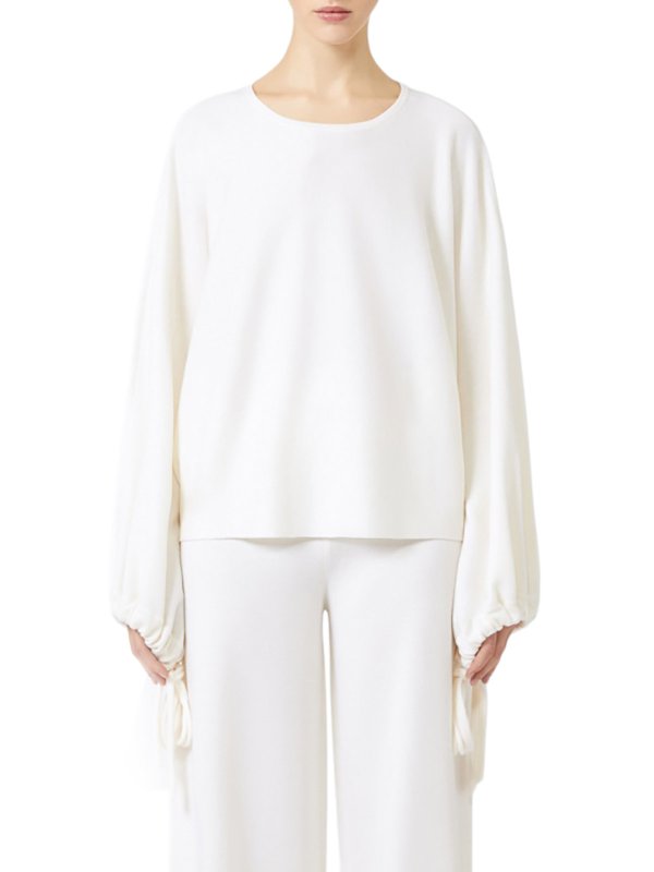 The Best Shops Max Mara: Strickpullover mit Rundhalsausschnitt - Rundhalspullover - Weiß