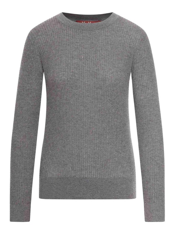 Max Mara: crew necks - Wool And Silk Sweater With Sequins