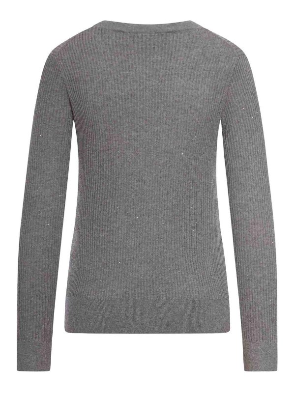 Max Mara: crew necks online - Wool And Silk Sweater With Sequins