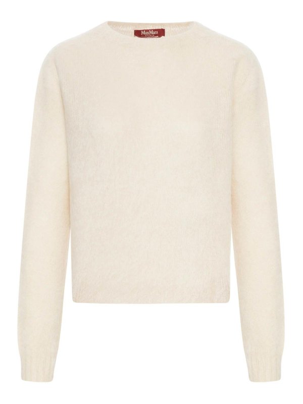 Max Mara: Strickpullover mit Rundhalsausschnitt - Rundhalspullover - Nude