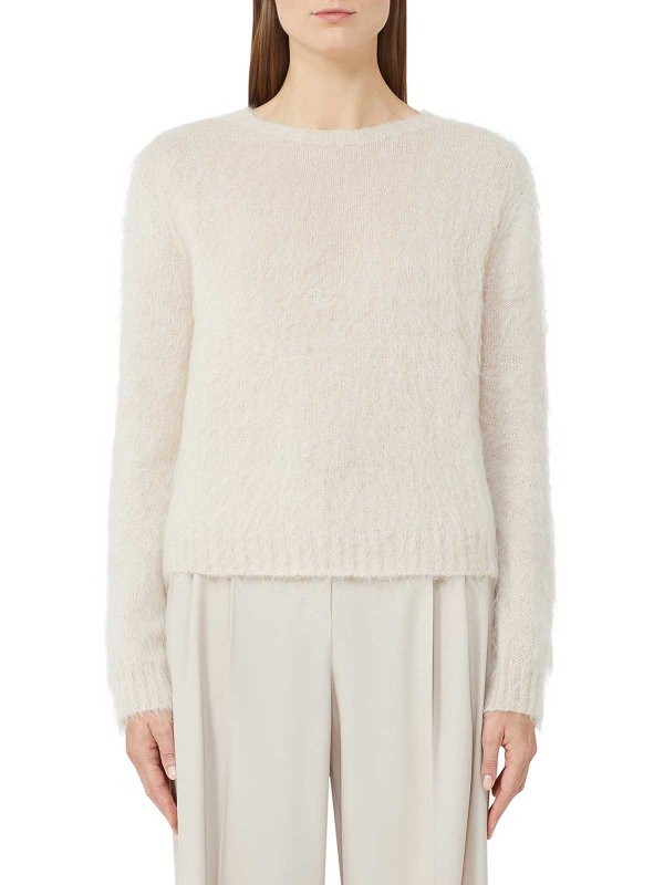 Max Mara: Strickpullover mit Rundhalsausschnitt online - Rundhalspullover - Nude
