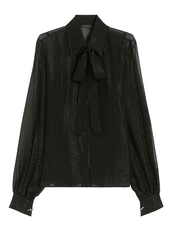 Max Mara: blouses - Striped Silk Chiffon Blouse