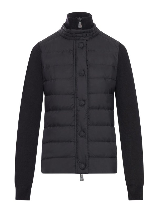 MONCLER: cardigans - Wool Padded Cardigan With Zip
