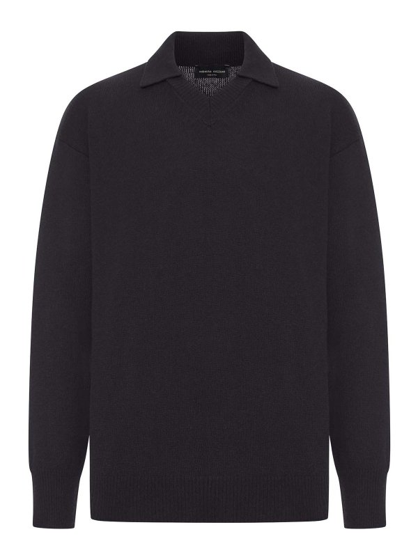 ROBERTO COLLINA: polo - Polo in lana con scollo a V