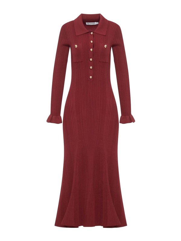 Self Portrait: Knielange Kleider - Knielanges Kleid - Rot