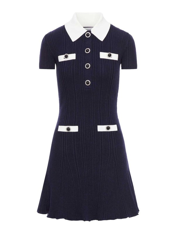 Self Portrait: short dresses - Mini Knitted Dress With Contrasting Collar