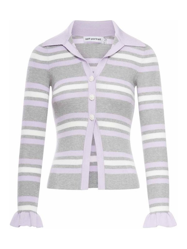 Self Portrait: cardigan - Cardigan a Costine Con Fantasia