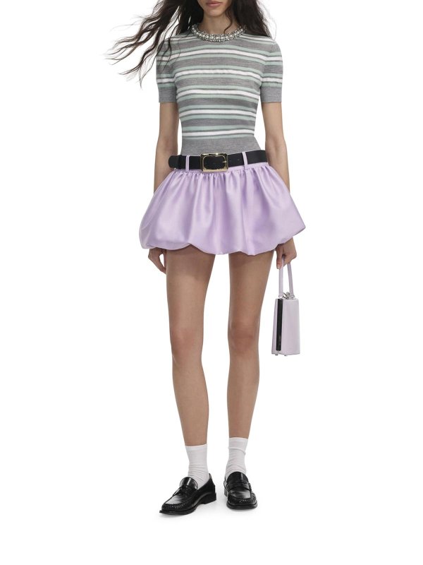 Self Portrait: maglia collo rotondo online - Maglione in lana a righe