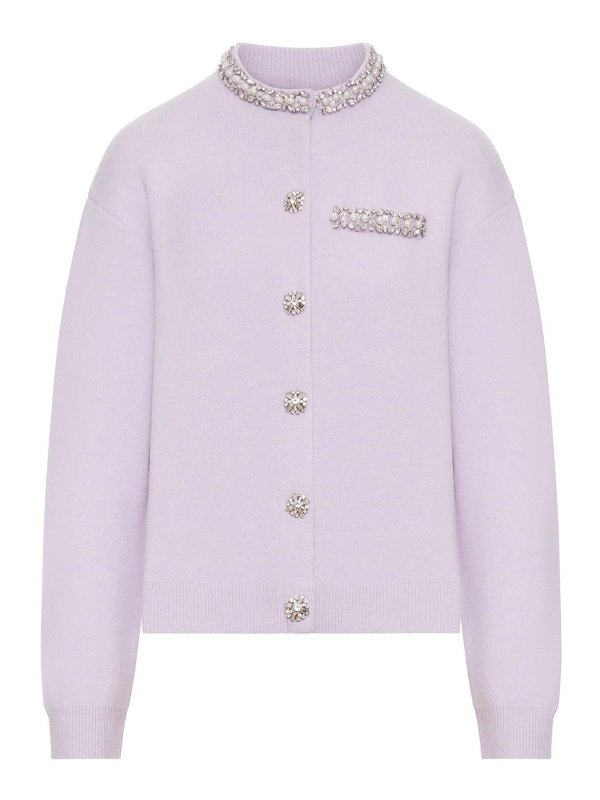 Self Portrait: cardigans - Cardigan With Crystal Finishes