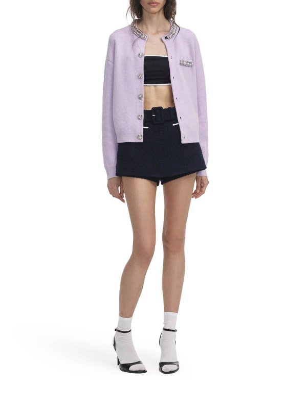 Self Portrait: cardigans online - Cardigan With Crystal Finishes