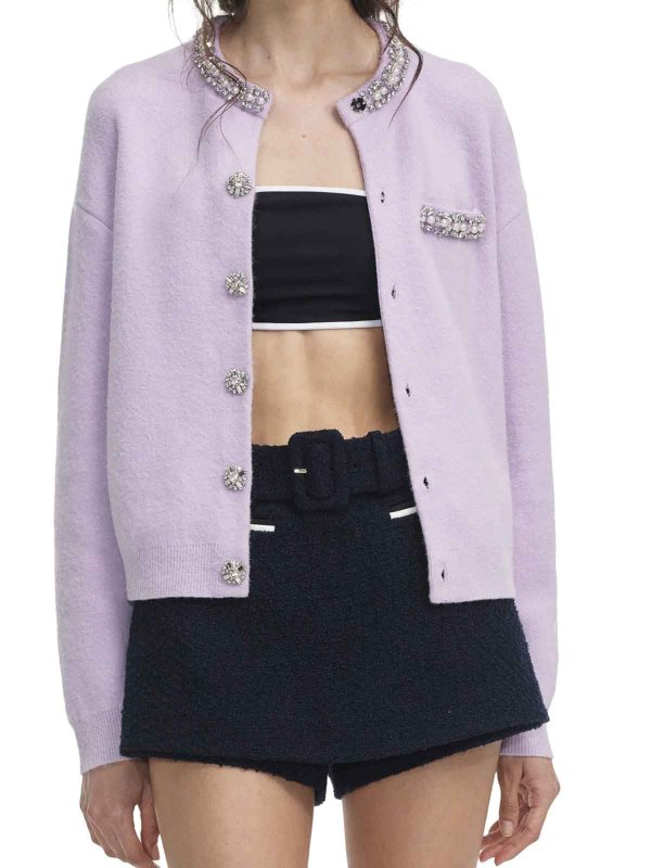 The Best Shops Self Portrait: cardigans - Cardigan With Crystal Finishes