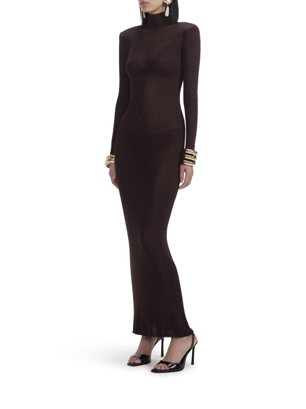 Self Portrait buy online Brown Viscose Knit Maxi Dress