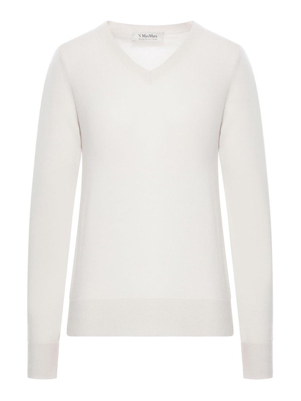 S MAX MARA: Suéteres con cuello pico - Suéter Cuello Redondo - Blanco