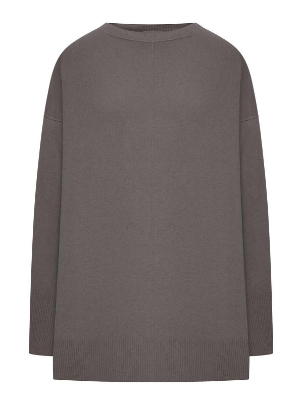 TRANSIT: Strickpullover mit Rundhalsausschnitt - Rundhalspullover - Grau