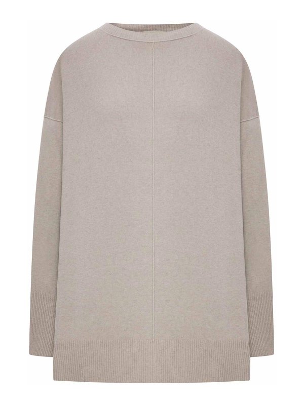 TRANSIT: Strickpullover mit Rundhalsausschnitt - Rundhalspullover - Grau