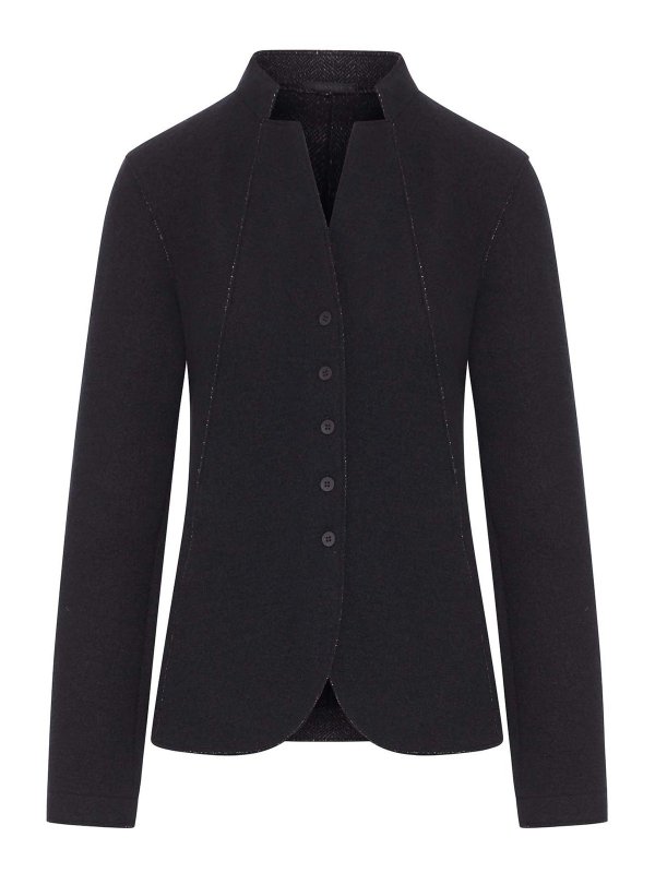 TRANSIT: casual jackets - Wool Knit Jacket With A Neckline
