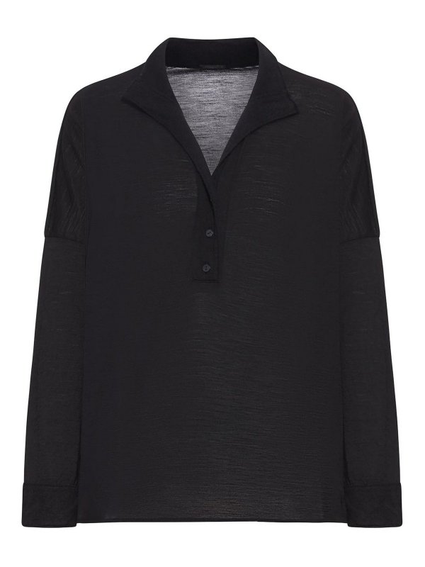 TRANSIT: polo shirts - Oversized Polo Shirt In Wool Jersey