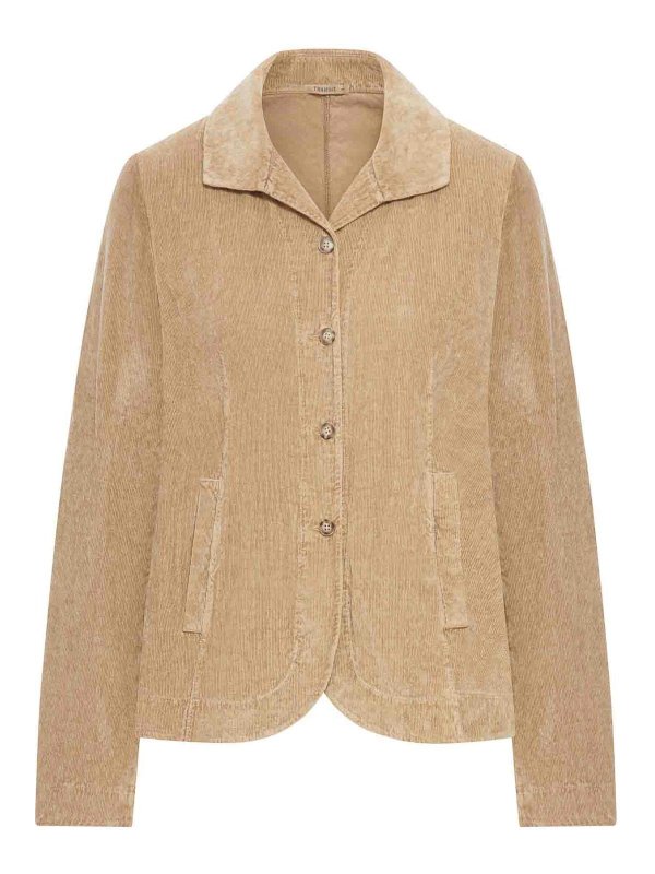 TRANSIT: casual jackets - Flared Velvet Ribbed Jacket