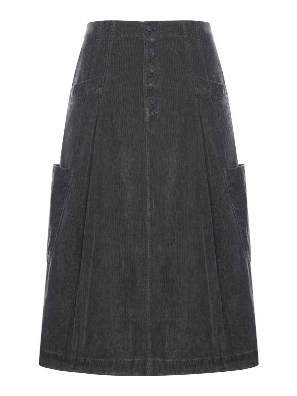 TRANSIT: Long skirts - Bombe Line Skirt In Ribbed Velvet