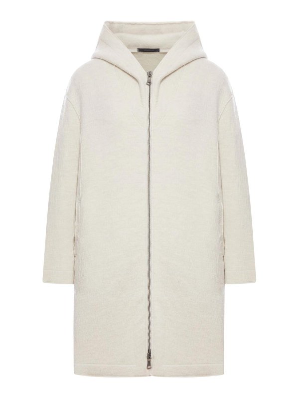 TRANSIT: long coats - Comfort Fit Hooded Jacket In Boiled Wool
