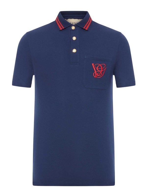 VALENTINO GARAVANI: polo shirts - Cotton Piquet Polo With Vg Embroidery
