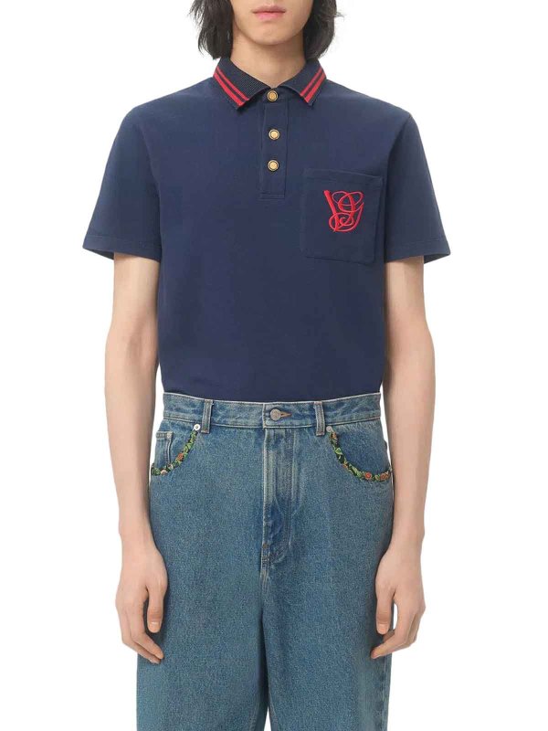 The Best Shops VALENTINO GARAVANI: polo shirts - Cotton Piquet Polo With Vg Embroidery