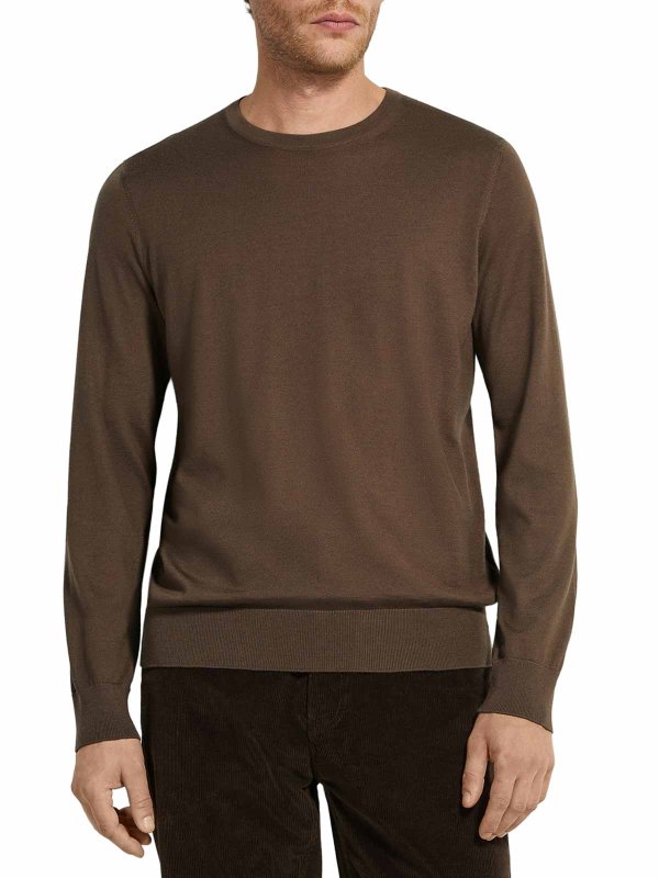 ZEGNA: Pull col rond online - Pull Col Rond - Marron