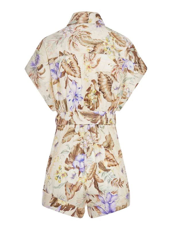 ZIMMERMANN: formal suits online - Floral Print Linen Jumpsuit